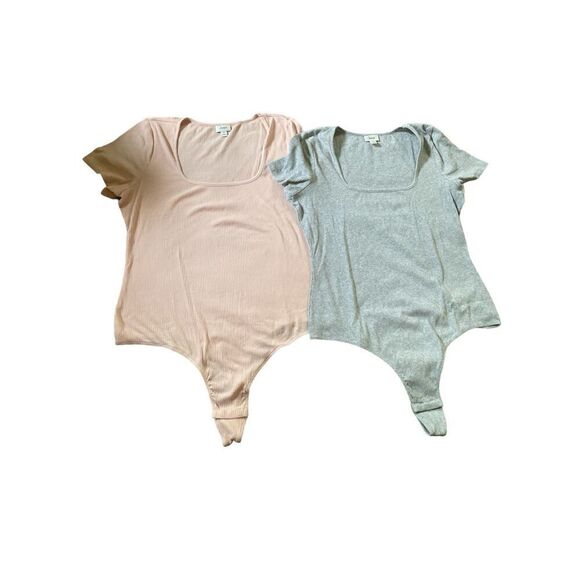JENNI Ribber square Neck Bodysuit Two-piece set Grey and peach, size XXL - Picture 4 of 8
